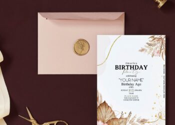 (Free Editable PDF) Pampas Elegance Birthday Invitation Templates
