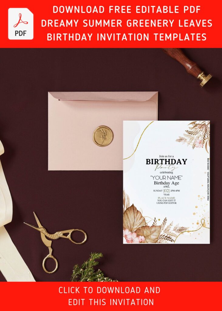 Invitation Template of (Free Editable PDF) Pampas Elegance Birthday Invitation Templates 9