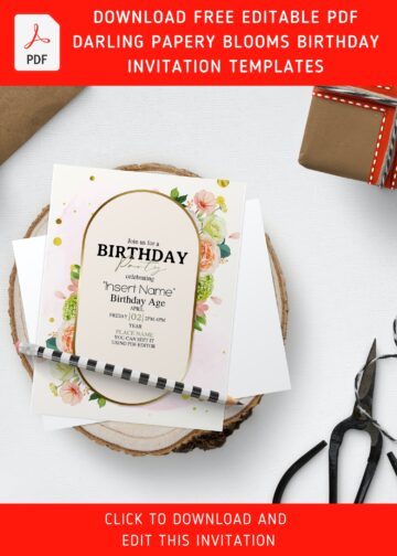 (Free Editable PDF) Darling Papery Blooms Birthday Invitation Templates ...