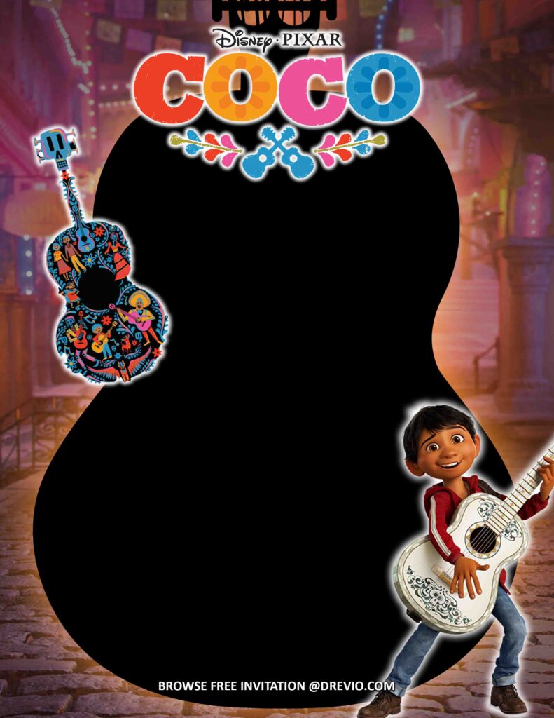 Invitation Template of (FREE Invitations) Disney Coco Birthday Invitations + Party Ideas 4