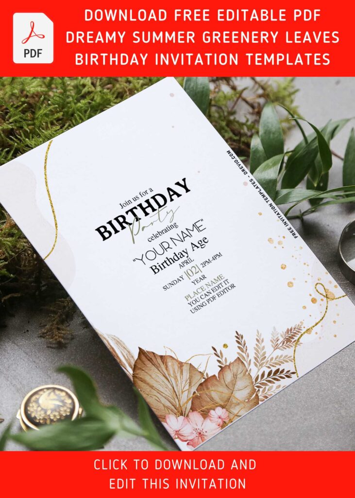 Invitation Template of (Free Editable PDF) Pampas Elegance Birthday Invitation Templates 6