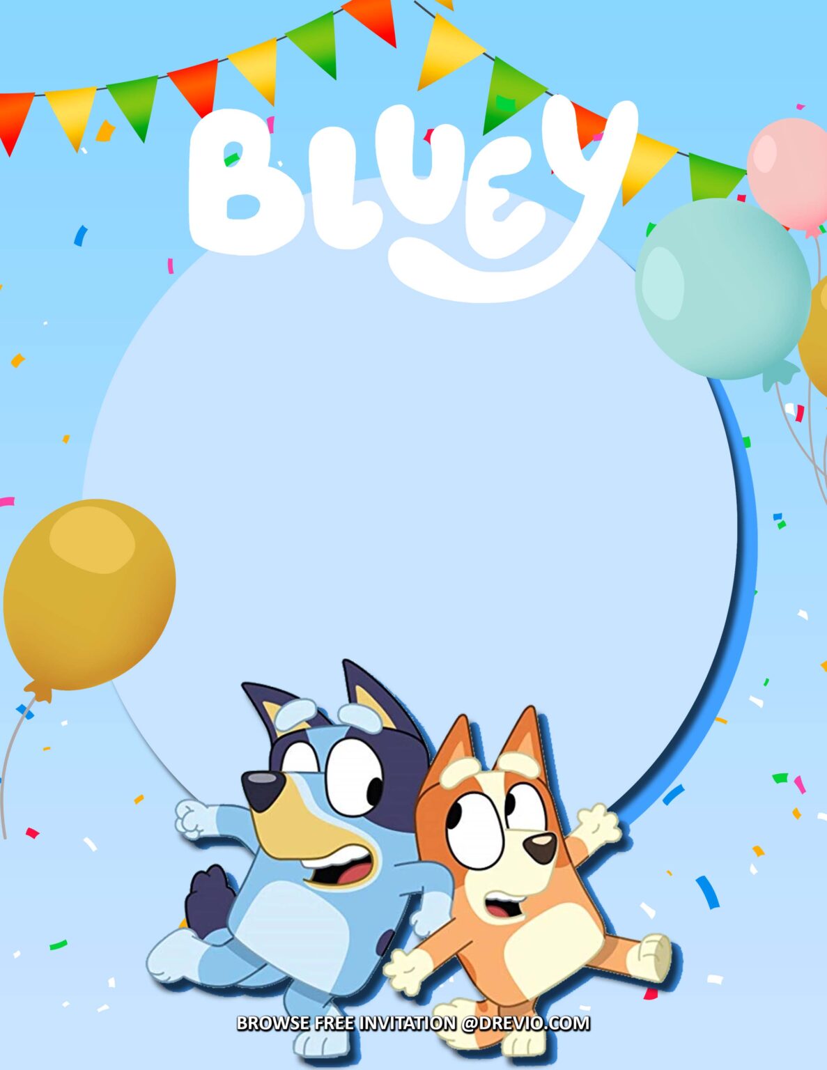 (FREE Invitations) Bluey Birthday Invitations   Party Ideas Download