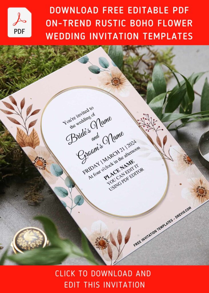 Invitation Template of (Free Editable PDF) Stylish And Pretty Floral Greenery Invitation Templates 6