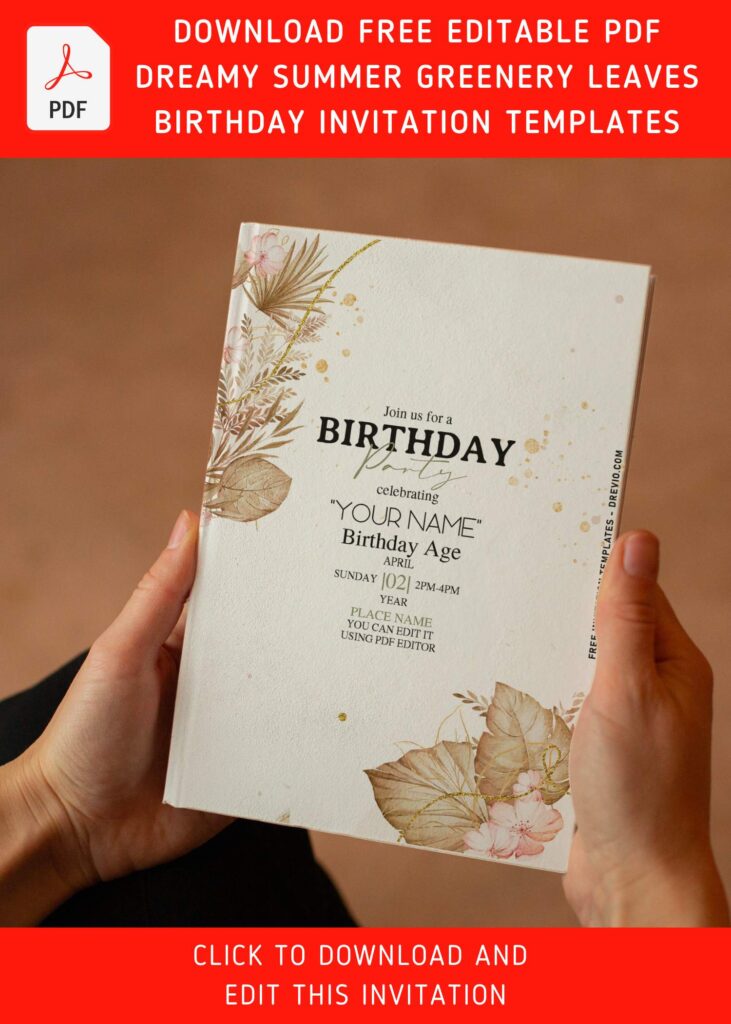 Invitation Template of (Free Editable PDF) Pampas Elegance Birthday Invitation Templates 5