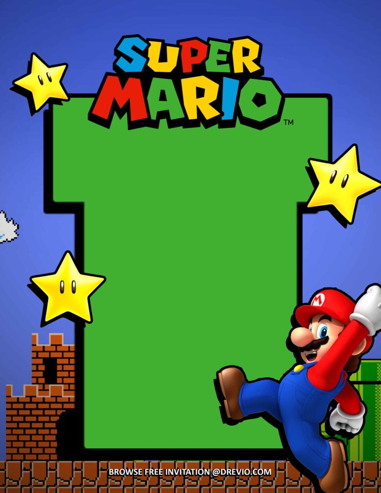 (FREE Invitations) Super Mario Bros Birthday Invitations + Party Ideas ...