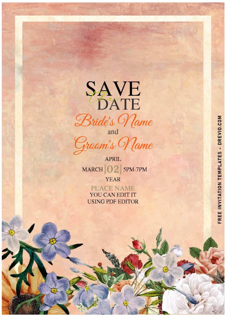 (Free Editable PDF) Passionate Romantic Rose Wedding Invitation Templates with rustic background