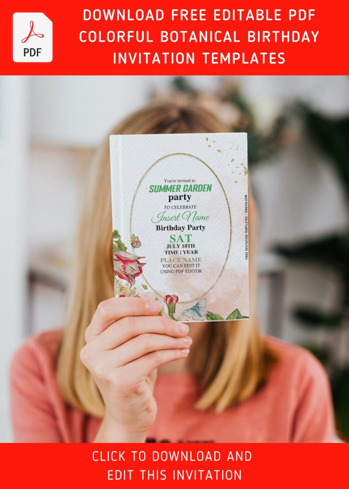 (Free Editable PDF) Botanical Wildflower Invitation Templates That You'll Love Forever with magical butterflies and stunning floral decoration