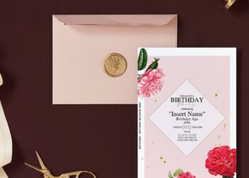 (Free Editable PDF) Whimsical Romantic Camellia Floral Invitation Templates