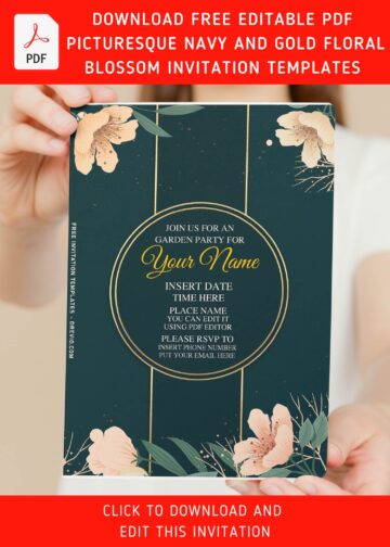 (Free Editable PDF) Brilliant Gold Foiled Floral Invitation Templates ...