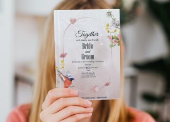 (Free Editable PDF) Whimsical Spring Blossom Wedding Invitation Templates with gorgeous birds