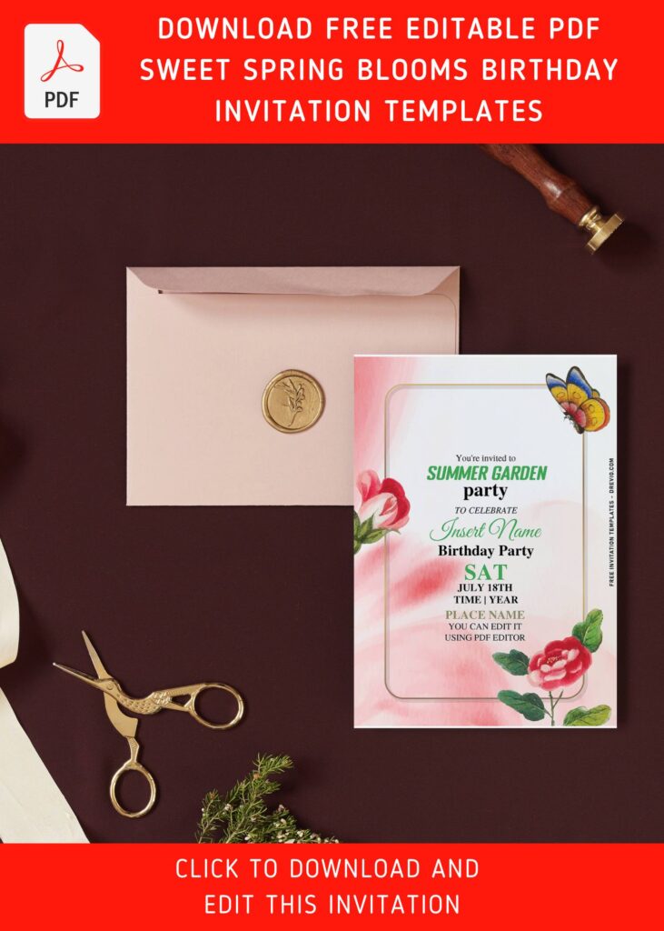(Free Editable PDF) Sweet Spring Blooms Birthday Soiree Invitation Templates with gorgeous peonies