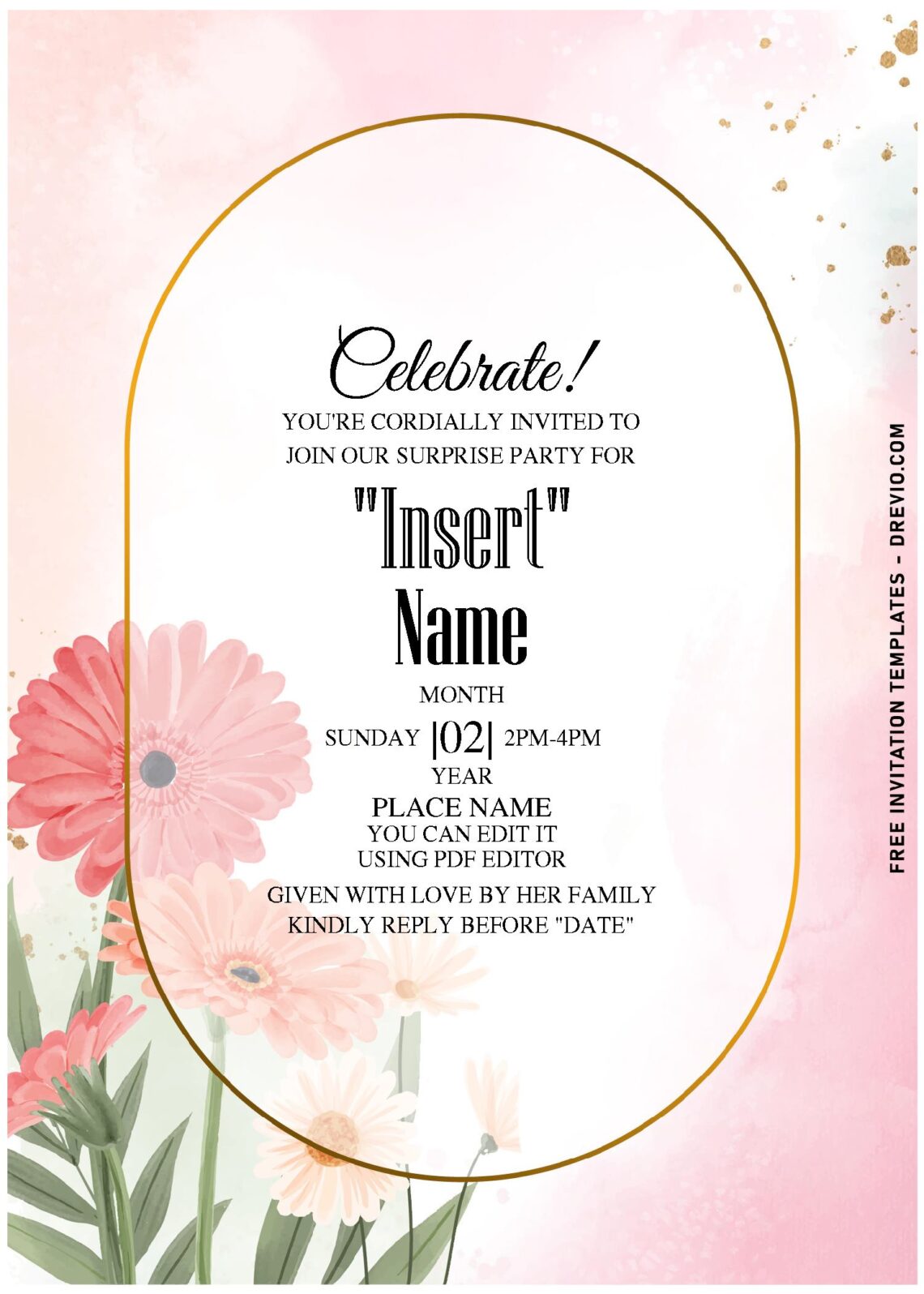 (Free Editable PDF) Lovely Symbolic Daisy Birthday Invitation Templates with pink daisy