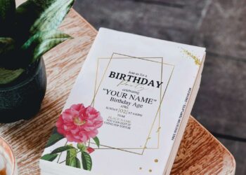 (Free Editable PDF) Divine Gold Geometric Floral Spring Invitation Templates with editable text