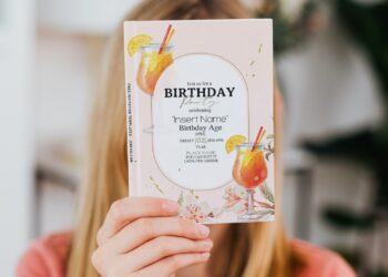 (Free Editable PDF) Festive Summer Soiree Floral & Cocktail Invitation Templates with watercolor glasses of orange cocktail