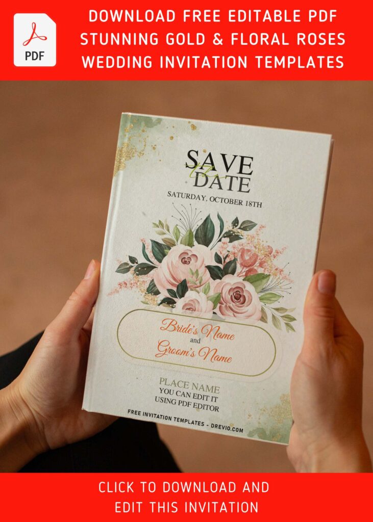 (Free Editable PDF) Striking Nature-Inspired Flower Wedding Invitation Templates with editable text