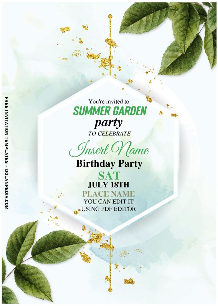 (Free Editable PDF) Modish And Chic Green Foliage Birthday Invitation Templates with elegant greenery foliage