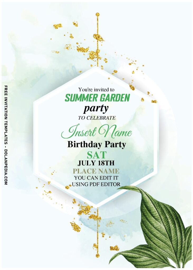 (Free Editable PDF) Modish And Chic Green Foliage Birthday Invitation Templates with elegant text