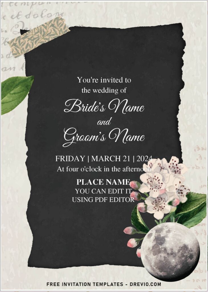 (Free Editable PDF) On-Trend Geometric Shape And Floral Wedding Invitation Templates with beautiful baby's breath flower