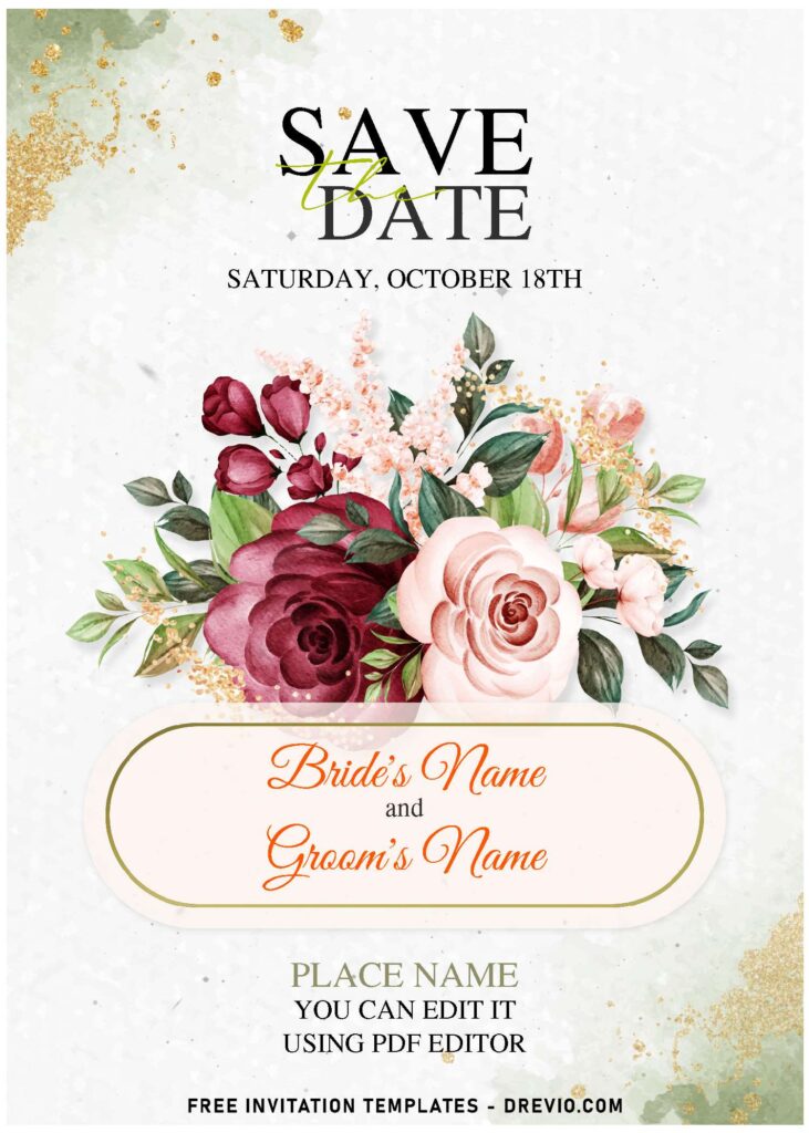 (Free Editable PDF) Striking Nature-Inspired Flower Wedding Invitation Templates with elegant script