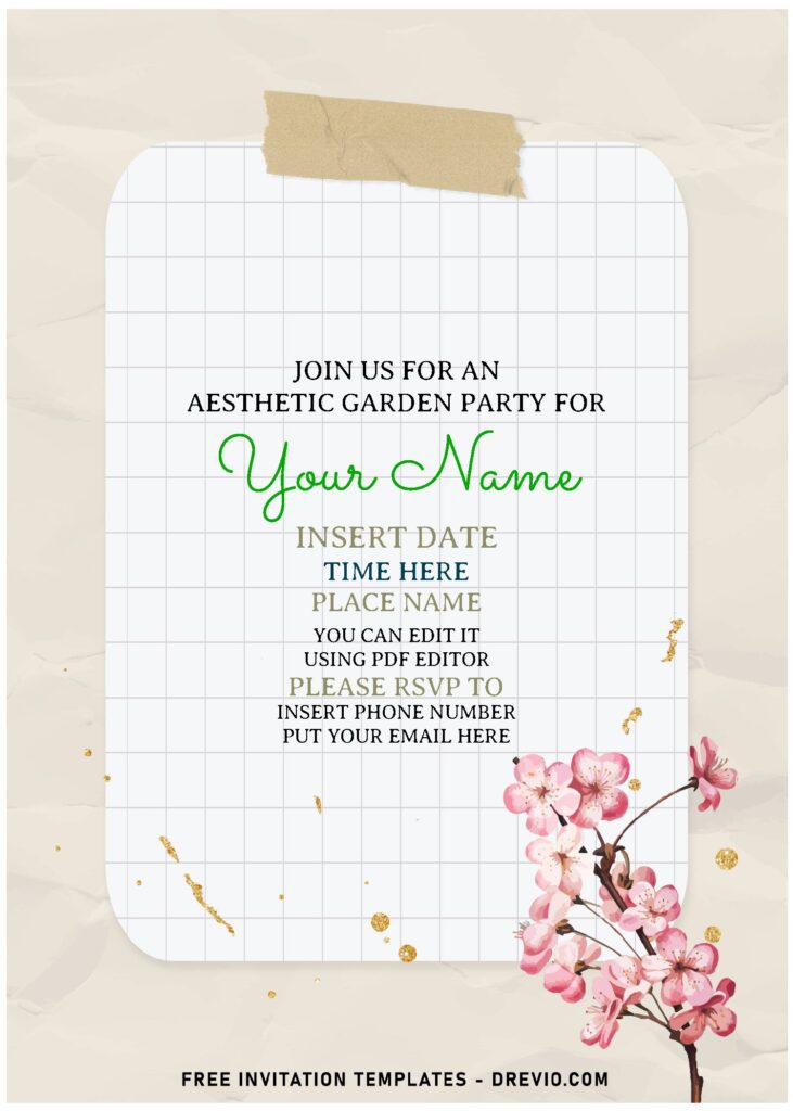 (Free Editable PDF) Dreamy Azalea And Cherry Blossom Garden Party Invitation Templates with stylish blush background