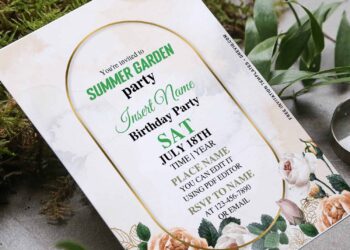 (Free Editable PDF) Oh So Great Watercolor Rose Arch Birthday Invitation Templates with elegant and colorful script