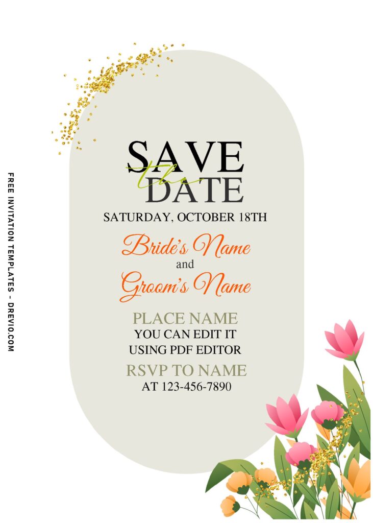 (Free Editable PDF) Great Summer Garden Soiree Invitation Templates with sparkly gold glitters