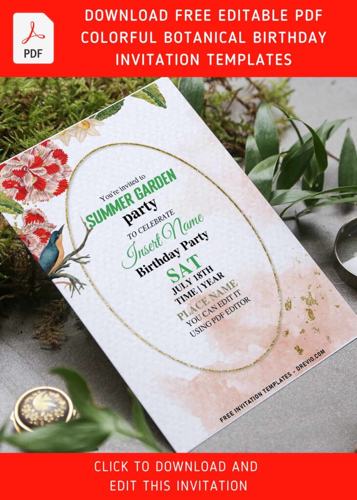 (Free Editable PDF) Botanical Wildflower Invitation Templates That You'll Love Forever with editable text