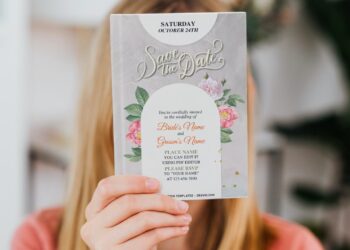 (Free Editable PDF) Romantic Sweet Blush Floral Edge Wedding Invitation Templates with lovely garden rose