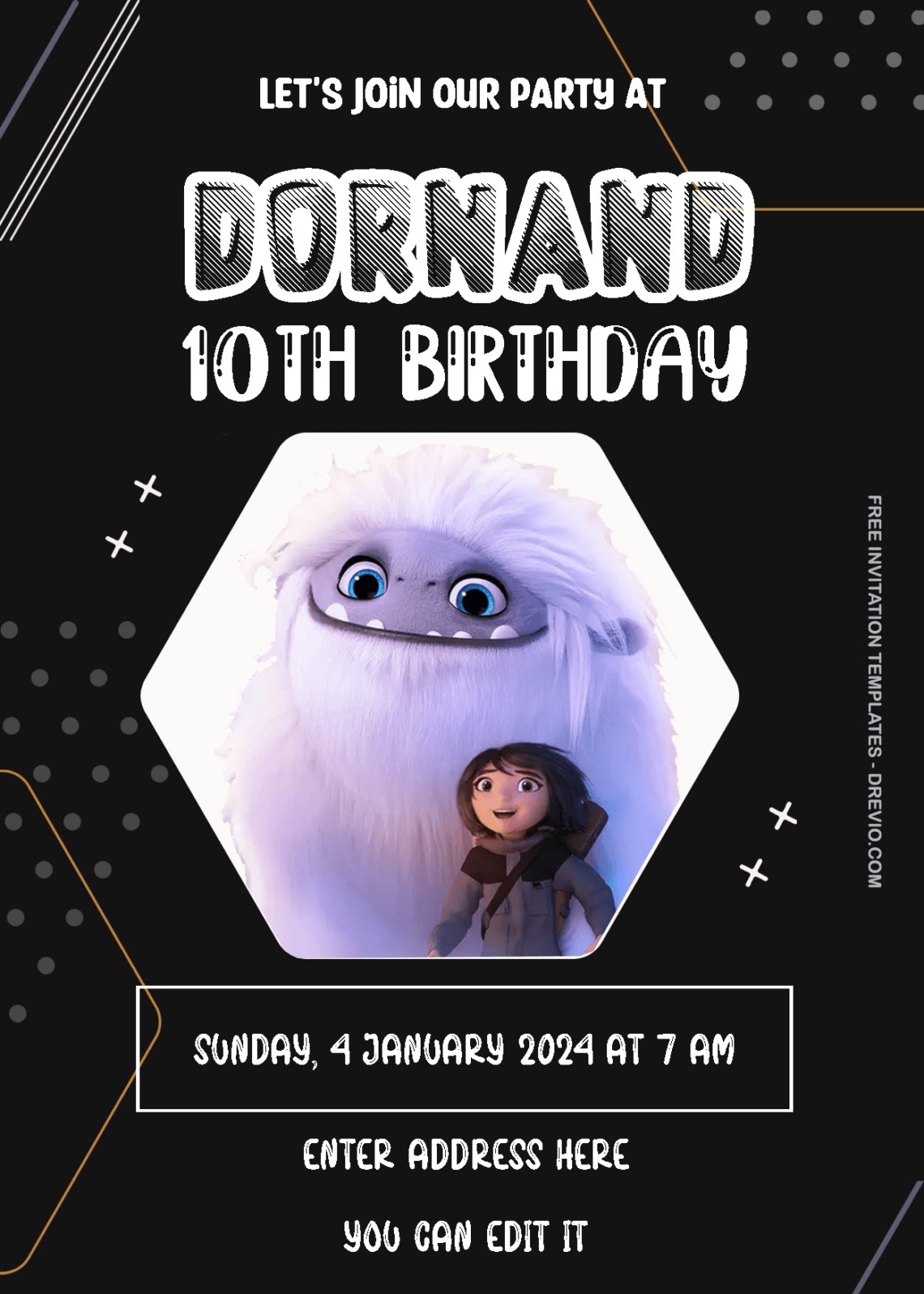 ( Free Editable PDF ) Abominable Movie Birthday Invitation Templates One