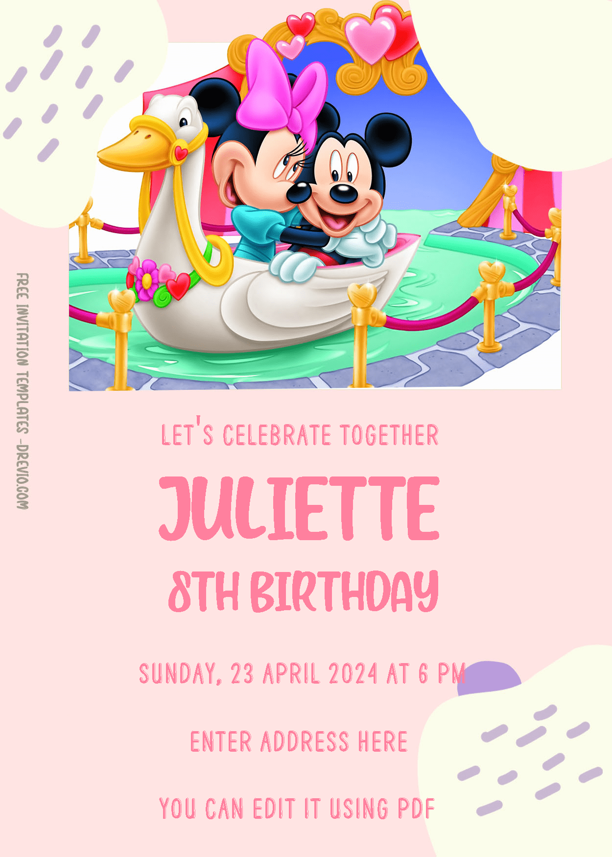 ( Free Editable PDF ) Minnie Mouse Birthday Invitation Templates One
