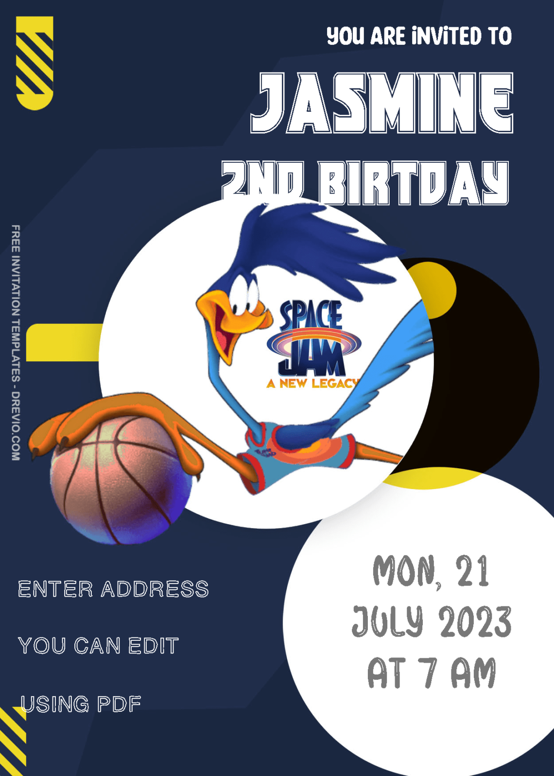 ( Free Editable PDF ) Space Jam Birthday Invitation Templates One