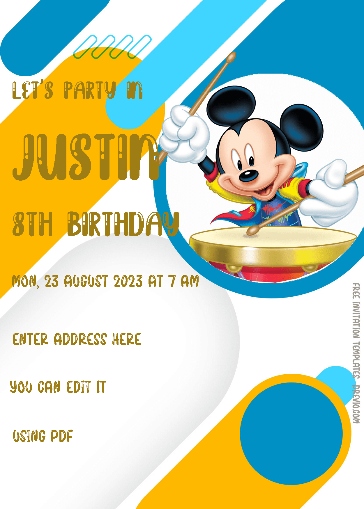 ( Free Editable PDF ) Mickey Mouse Birthday Invitation Templates One