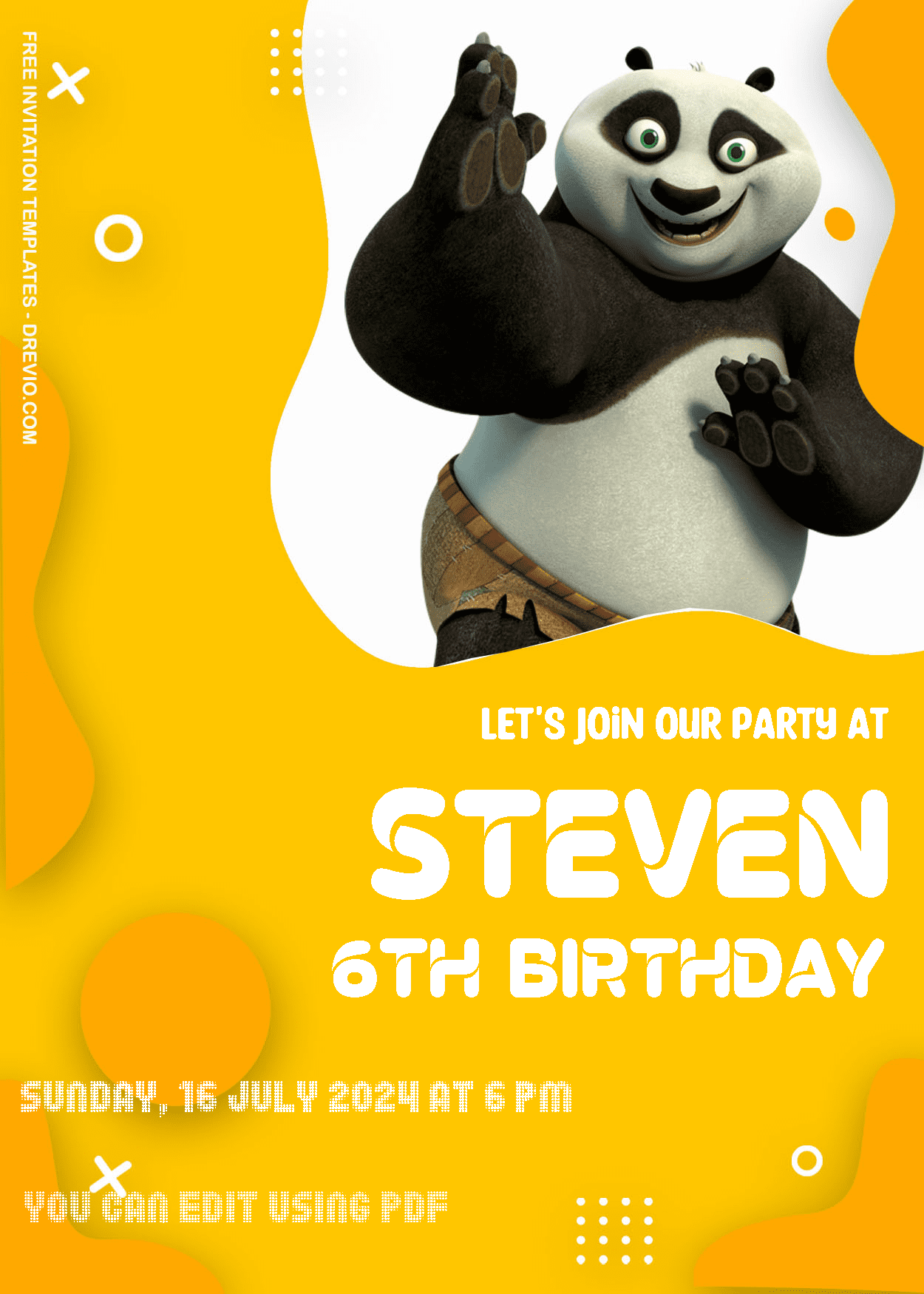 ( Free Editable PDF ) Kungfu Panda Is Here Birthday Invitation Templates Two