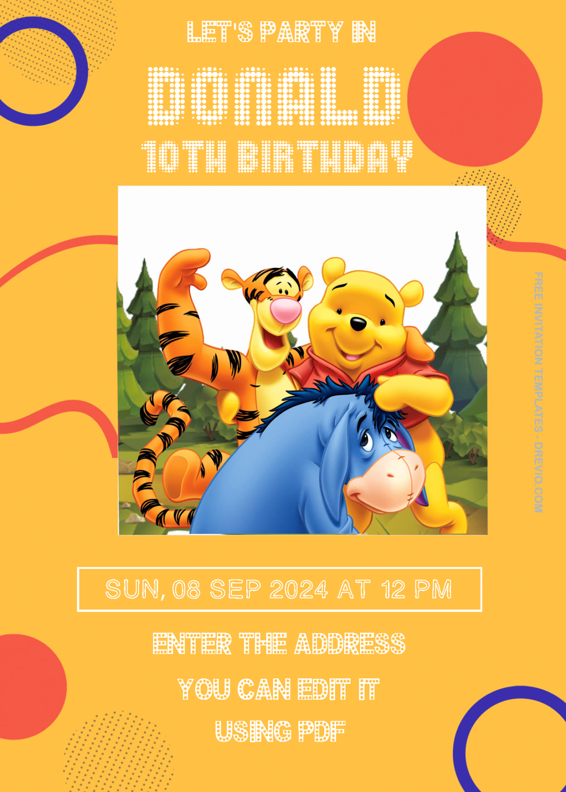 ( Free Editable PDF ) Winnie The Pooh In The House Birthday Invitation Templates Two
