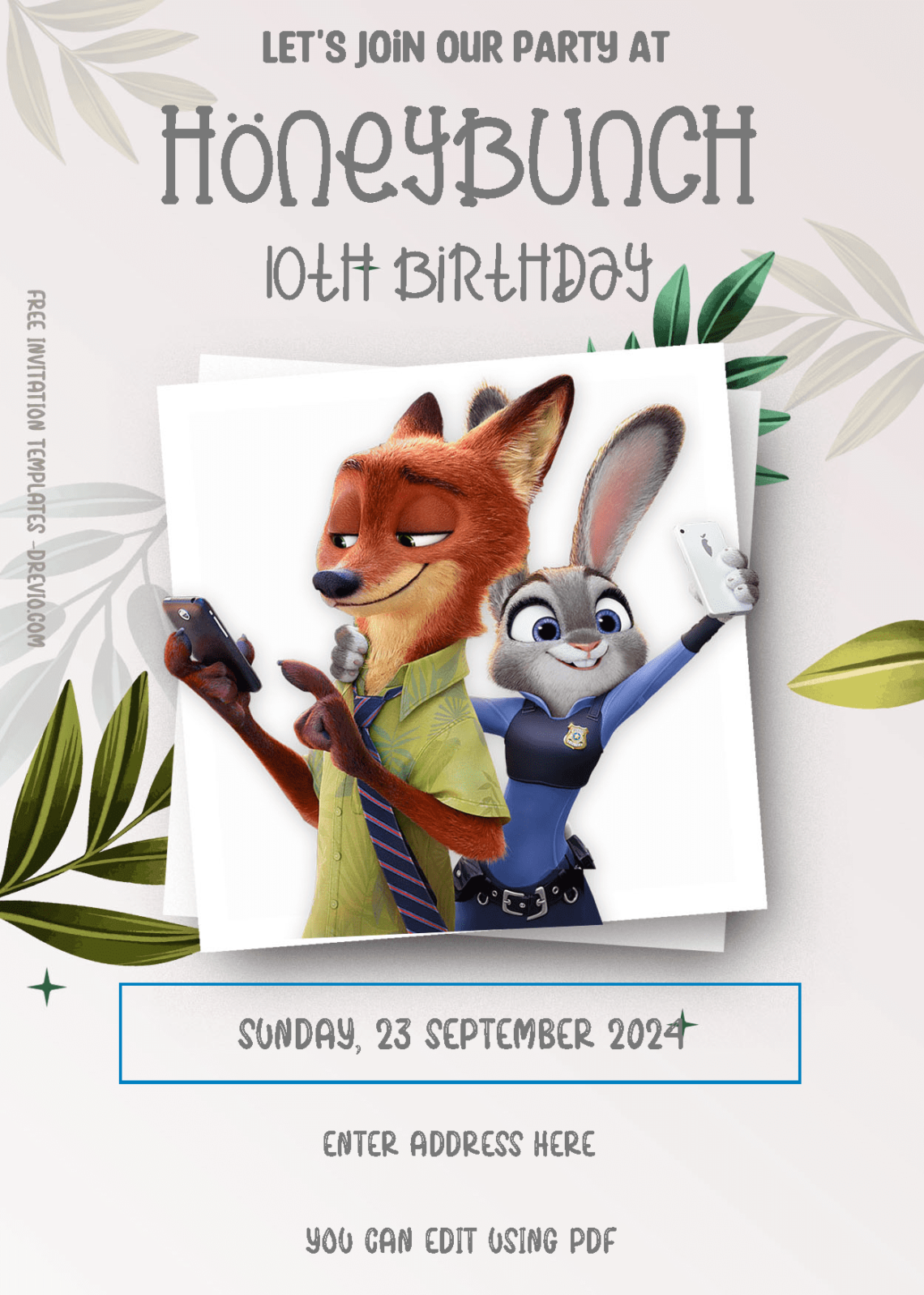 ( Free Editable PDF ) Zootopia In Town Birthday Invitation Templates Two