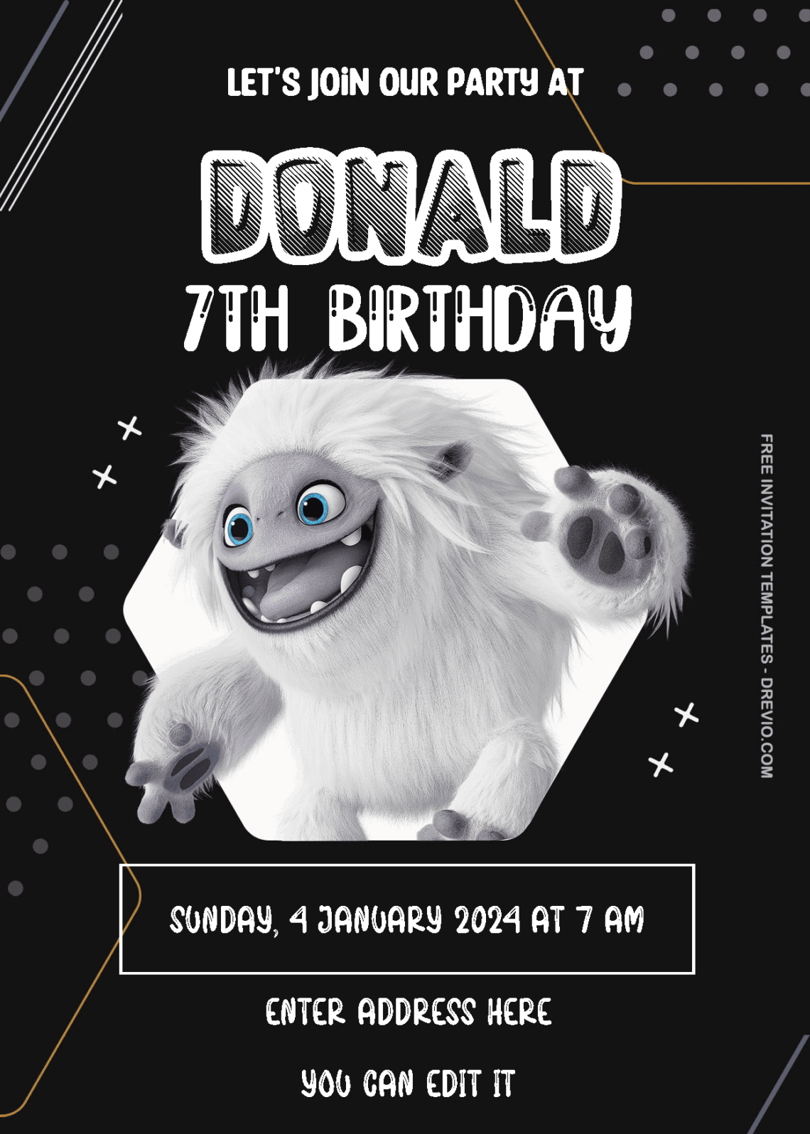 ( Free Editable PDF ) Abominable Movie Birthday Invitation Templates Three