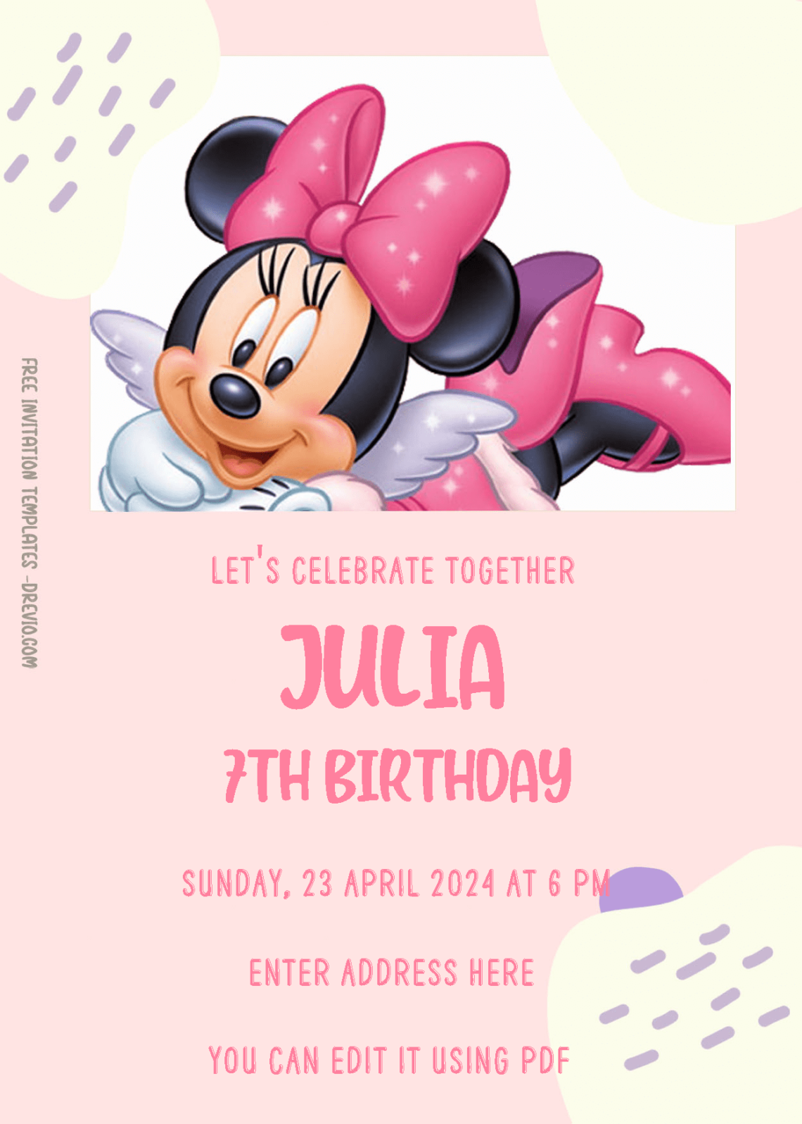 ( Free Editable PDF ) Minnie Mouse Birthday Invitation Templates Three