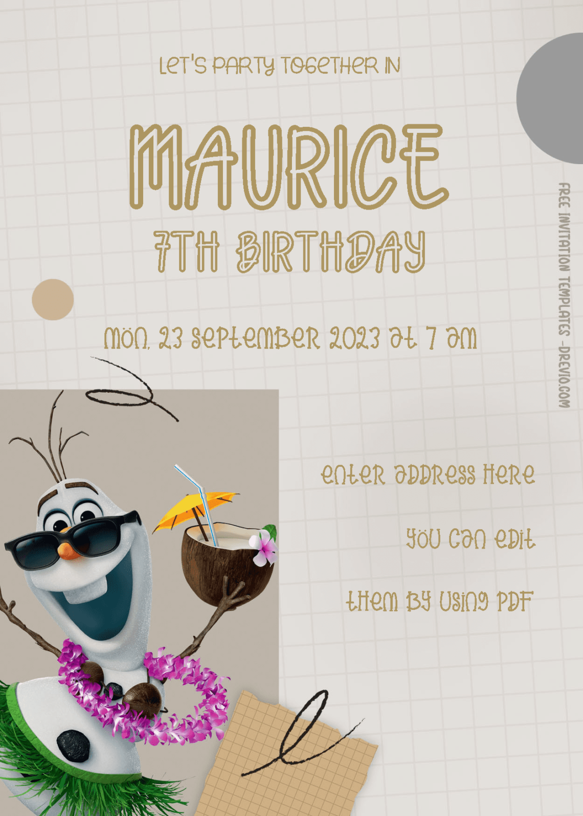 ( Free Editable PDF ) Olaf's Frozen Adventure Birthday Invitation Templates Three