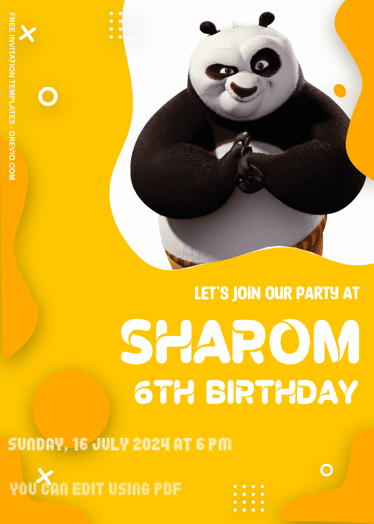 ( Free Editable PDF ) Kungfu Panda Is Here Birthday Invitation Templates Three