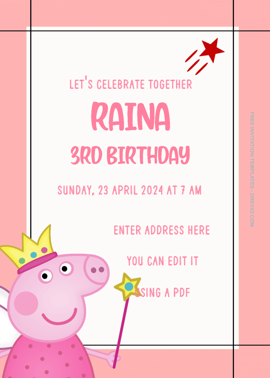 ( Free Editable PDF ) Peppa Pig Birthday Invitation Templates Three