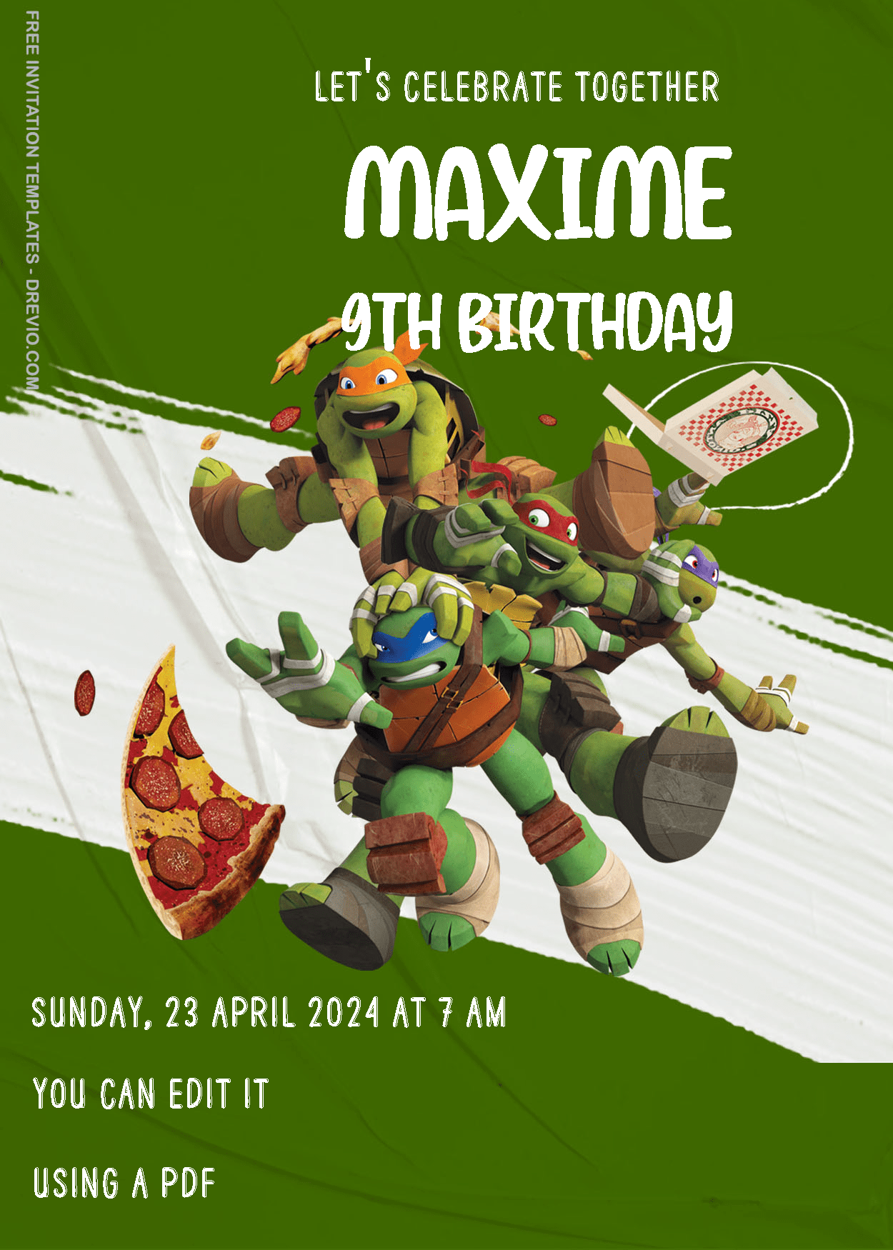 ( Free Editable PDF ) Teenage Mutant Ninja Turtle Birthday Invitation Templates Three