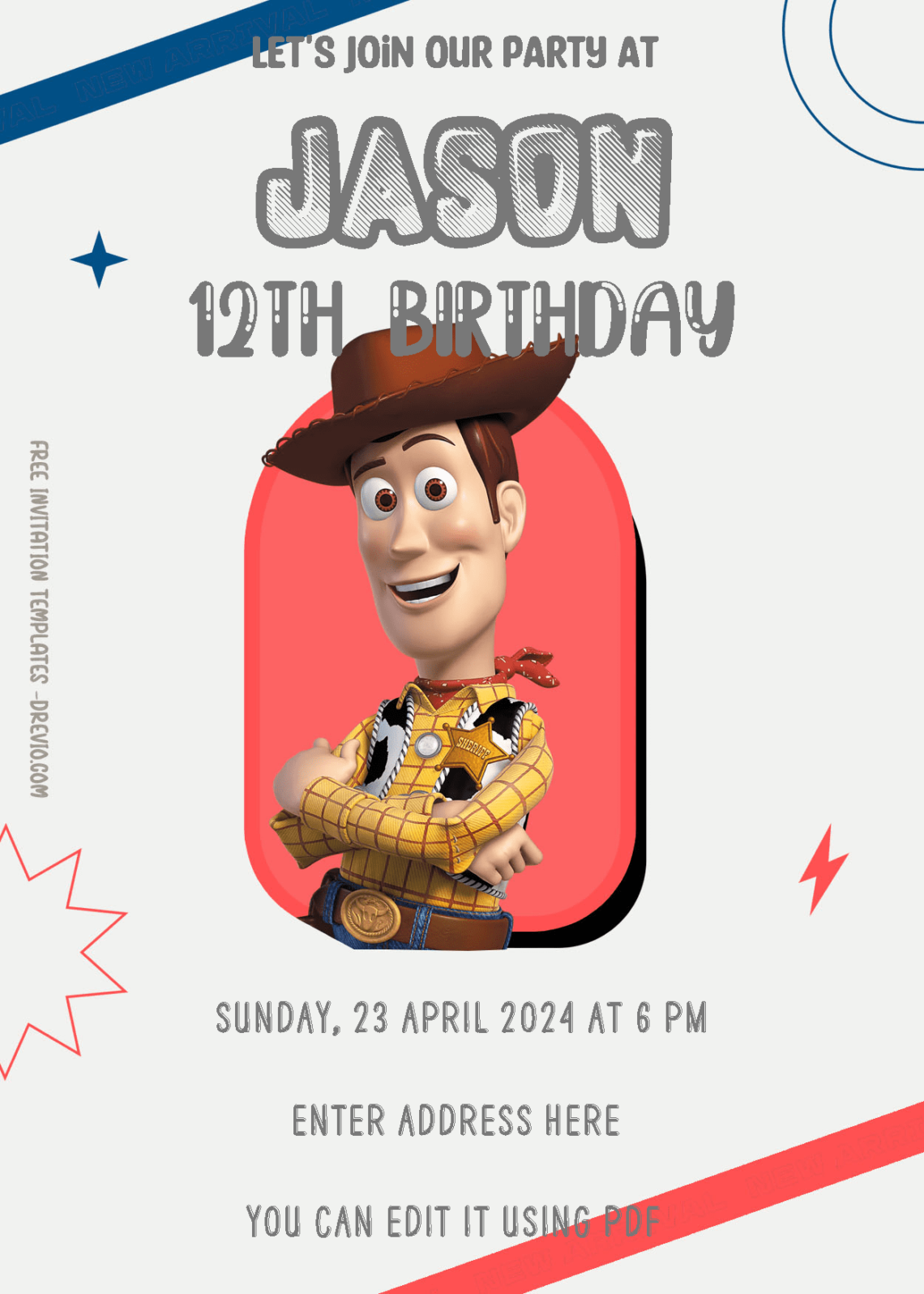 ( Free Editable PDF ) Play With Toy Story Birthday Invitation Templates Three