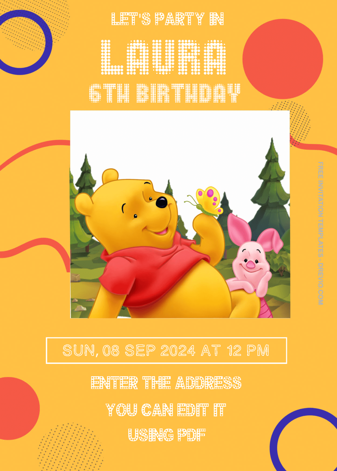 ( Free Editable PDF ) Winnie The Pooh In The House Birthday Invitation Templates Three