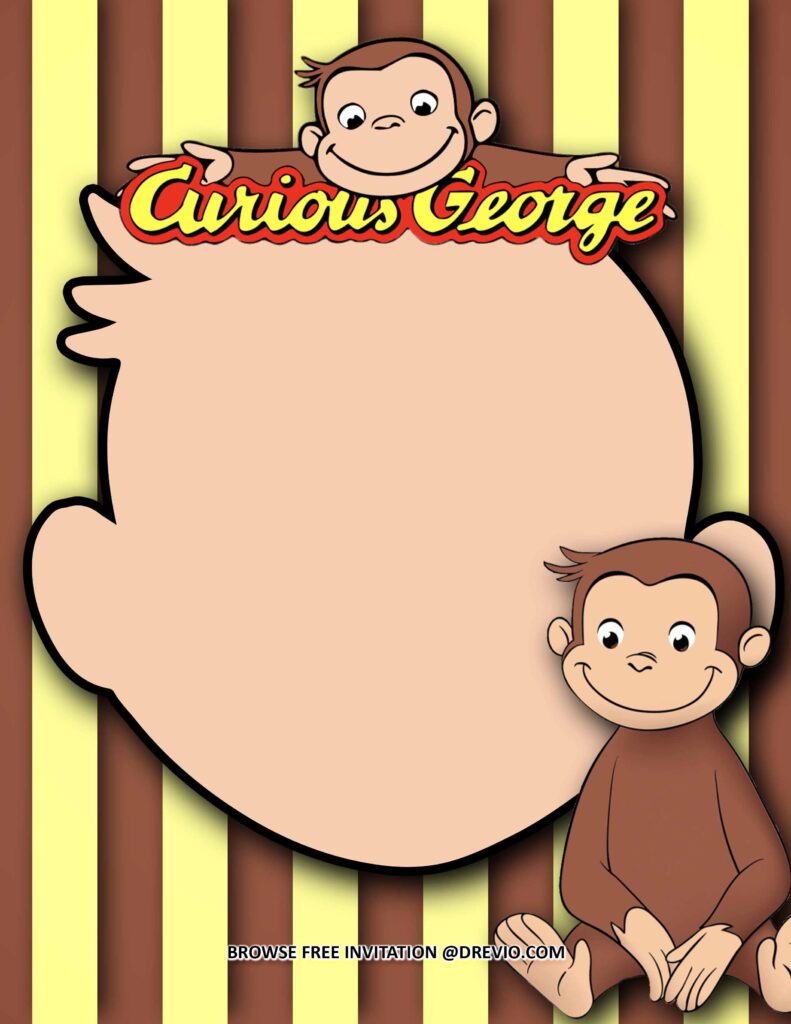 Invitation Template of (FREE Invitations) Curious George  Birthday Invitations + Party Ideas 1