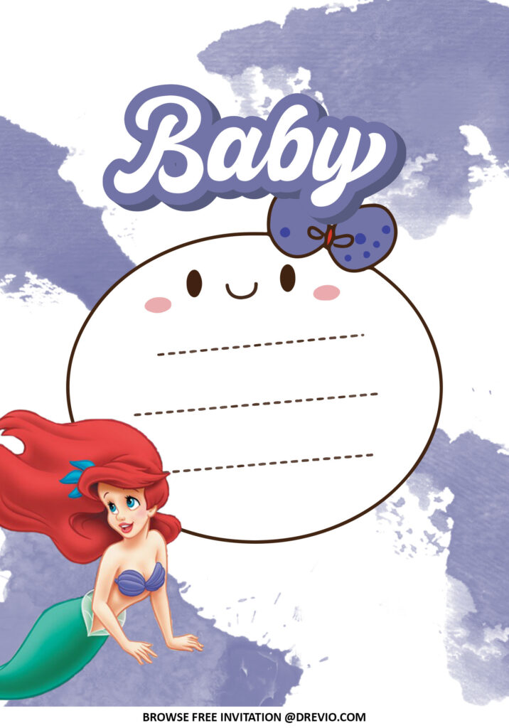 Invitation Template of (FREE Invitations) Mermaid Themed Baby Shower Invitations + Party Ideas 1