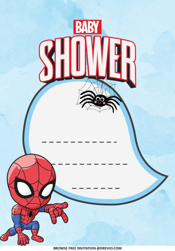 Invitation Template of (FREE Invitations) Spiderman Themed Baby Shower Invitations + Party Ideas 1