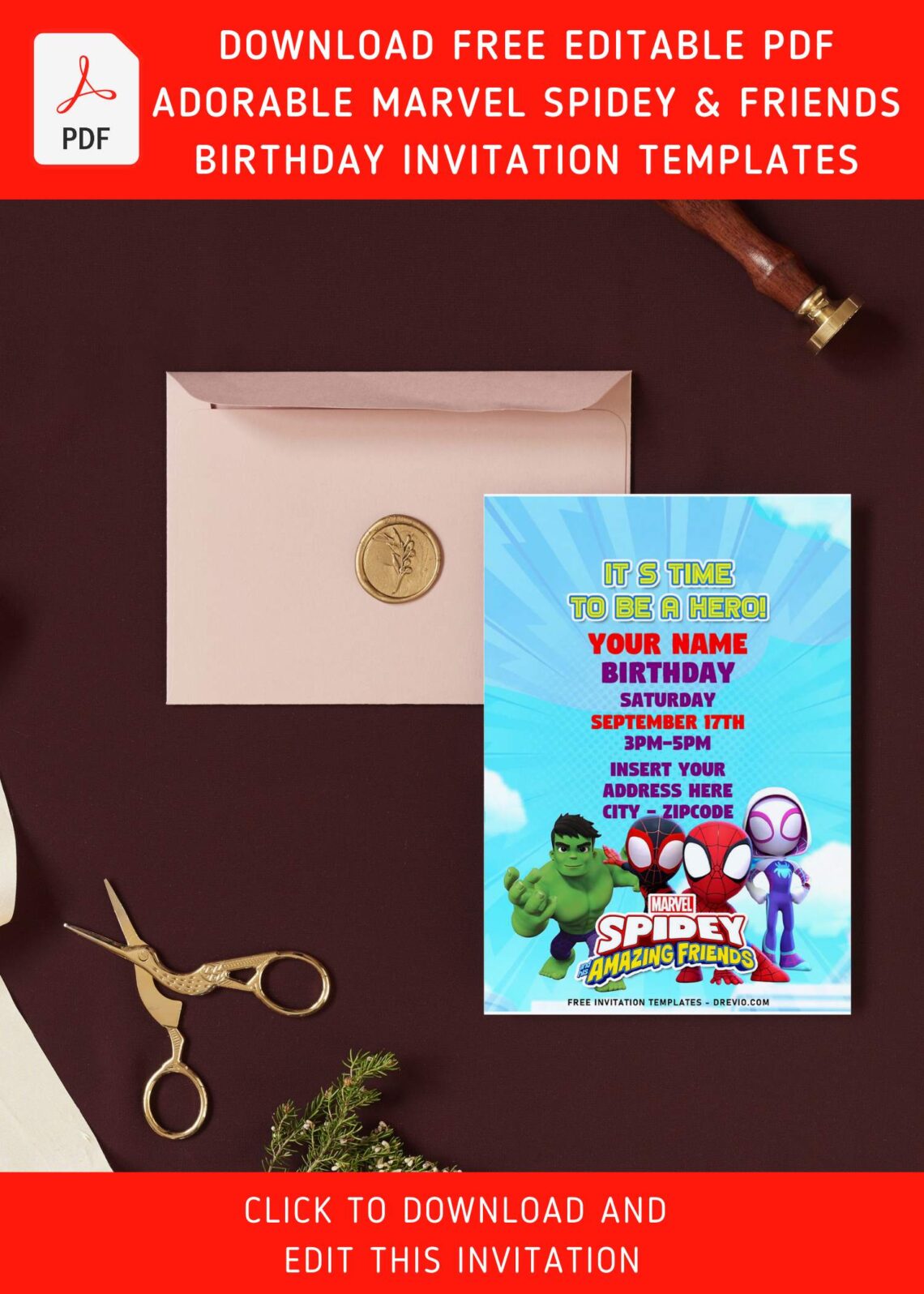 (Free Editable PDF) Mighty Spidey And His Amazing Friends Birthday Invitation Templates