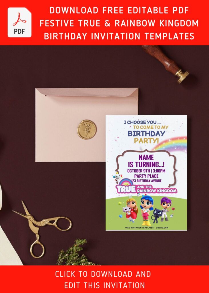 Invitation Template of (Free Editable PDF) Sparkling True And The Rainbow Kingdom Birthday Invitation Templates 9