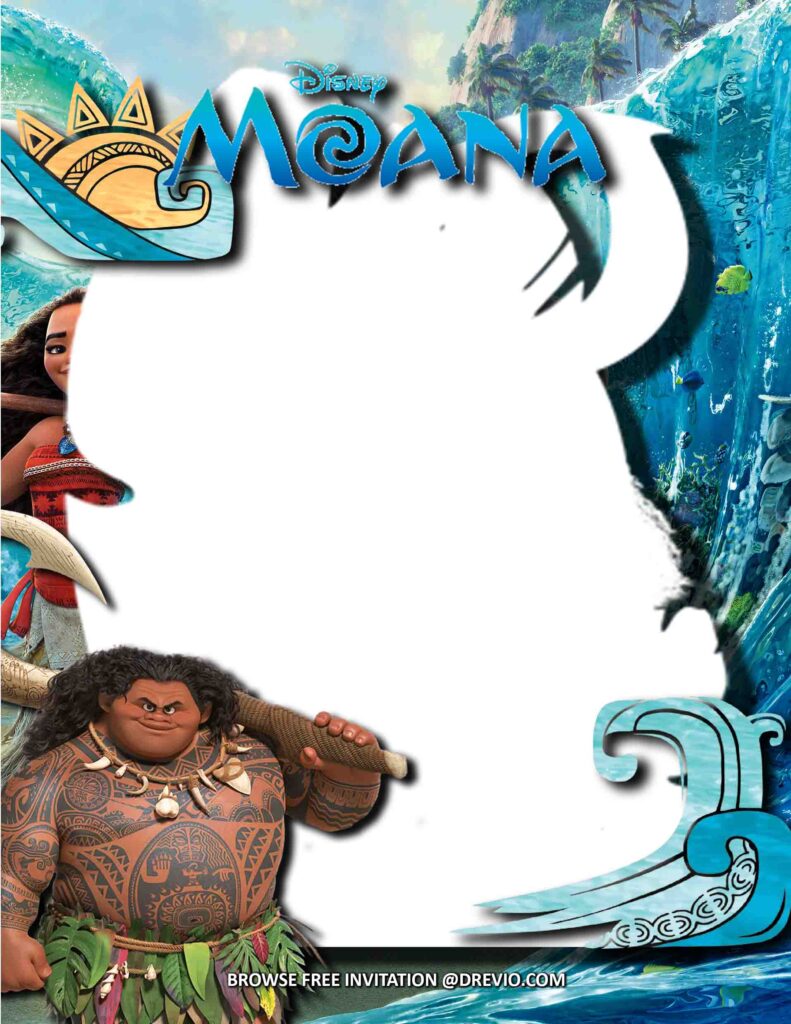 Invitation Template of (FREE Invitations) Moana Birthday Invitations + Party Ideas  3