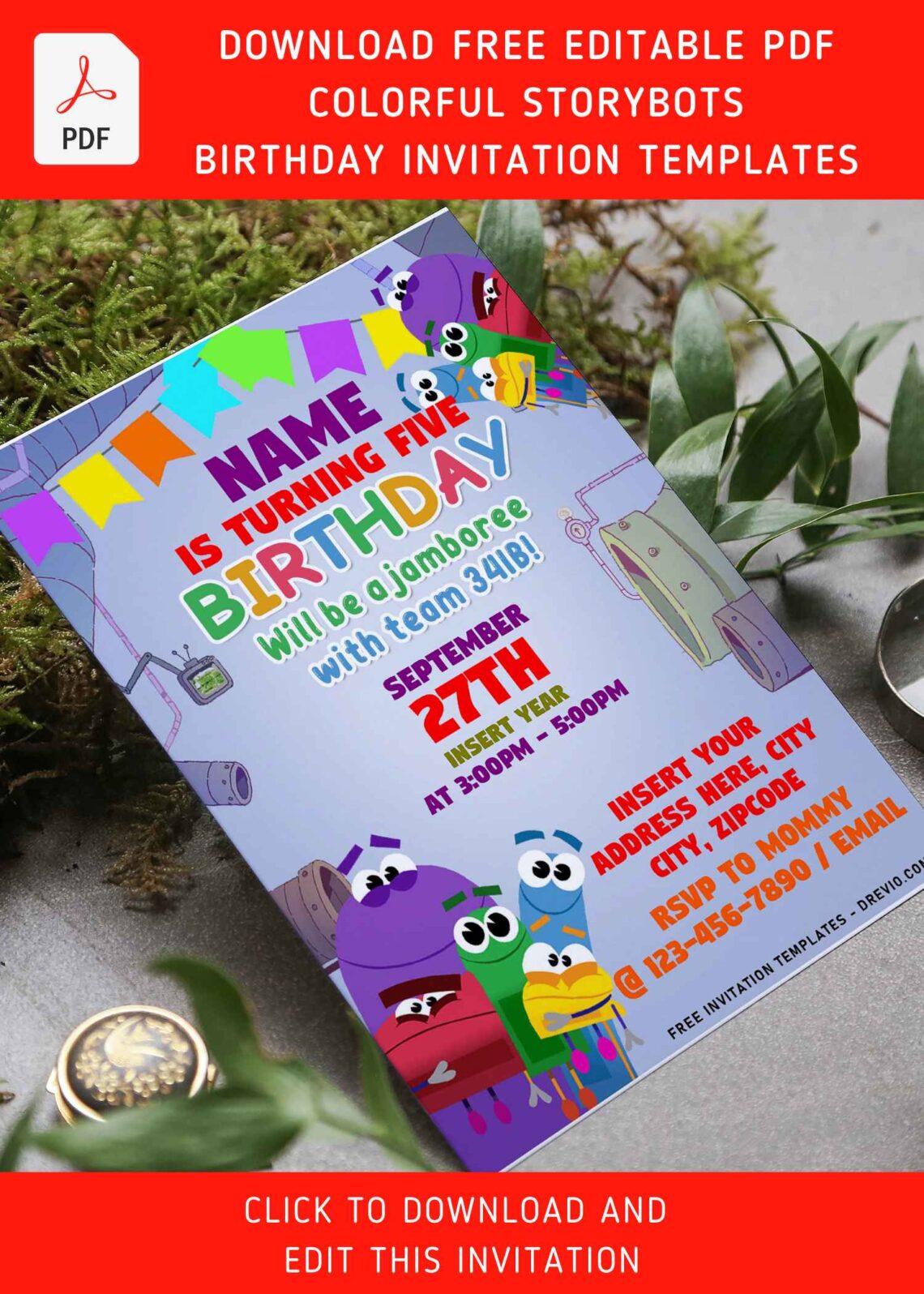 (Free Editable PDF) Friendly And Funny StoryBots Birthday Invitation Templates with editable text